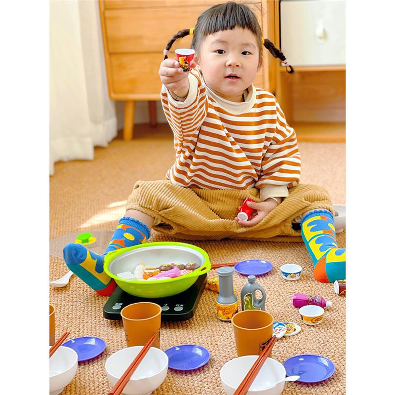 Children's Hot Pot Pretend Play Set: Realistic Kitchen Cookware for Kindergarten and Dollhouse Fun