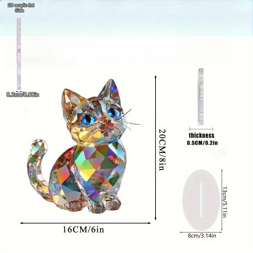 Decorazioni Appese Gatto di Cristallo Scultura Acrilica/ Statua Gatto da Tavolo per Finestre di Casa e Decorazioni per Feste, Decorazione Quattro Stagioni