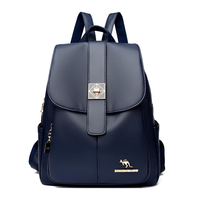 

Рюкзак женский новый модный рюкзак большой вместимости сумка для деловых поездок мягкая кожа синий