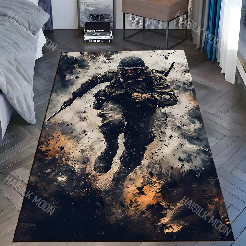 

1PC Charging soldier battlefield explosion fire smoke Carpet for Living Room Bedroom Sofa Home Decor Rus Non-slip Floor Mat 40x60cm