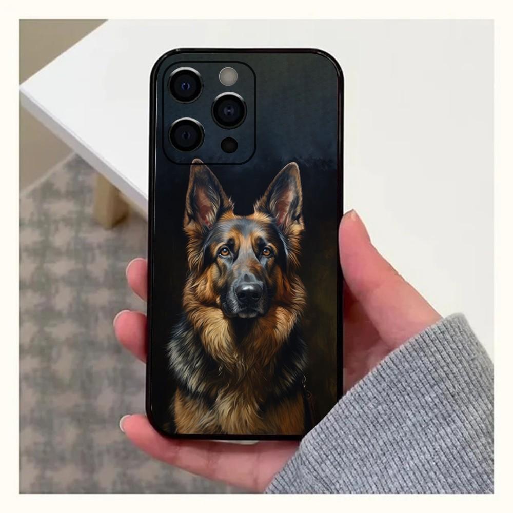 German Shepherd Dog Phone Case For Apple iPhone 15,14,13,12,11,Pro,X,XS,Max,XR,Plus,Mini Soft Black Cover