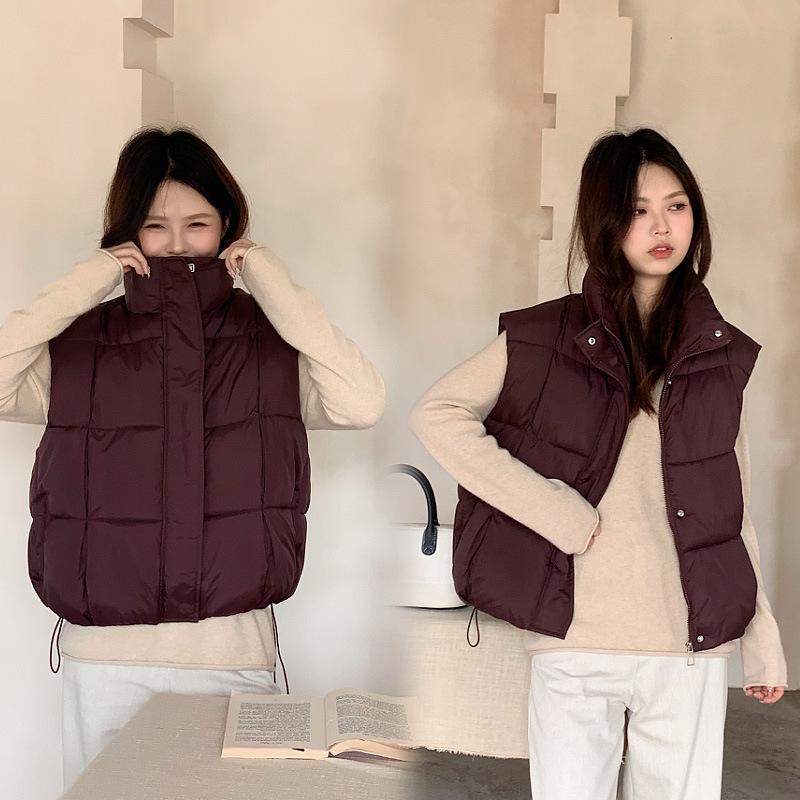 Winter new stand-up collar versatile short vest fashionable versatile cotton vest thin women's coat