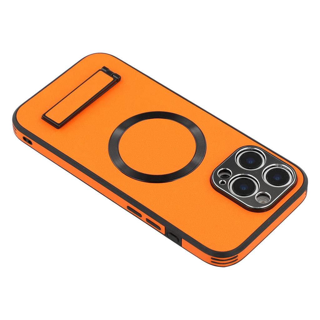 For iPhone 16 Pro Max Kickstand Case Compatible with MagSafe PC+TPU+PU Phone Back Cover