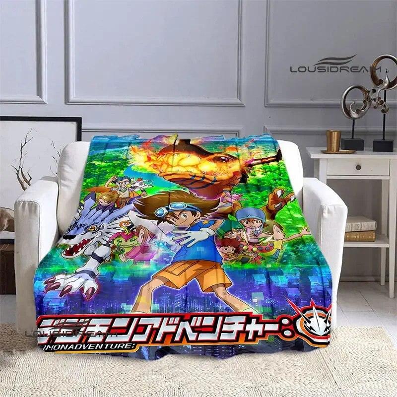 Digimon Cartoon Printing Blanket Flange Warm Blanket Picnic Blanket Home Travel Blanket Bed Linings Birthday Gift