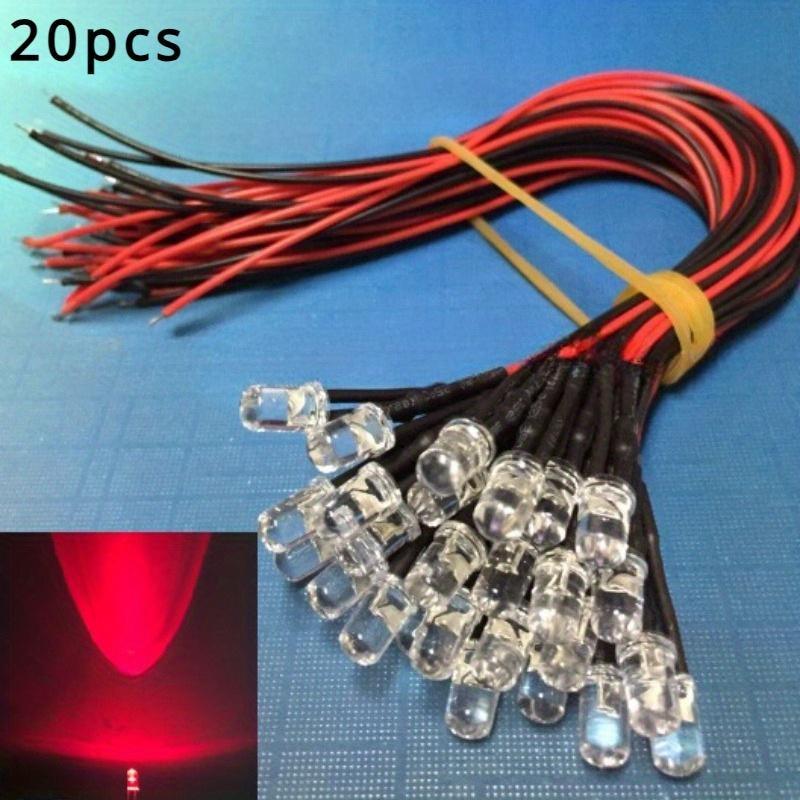 20PCS DC 12V Precablat 5mm LED Bec Bec Precablat Diode Emițătoare Transparent Galben Albastru Verde Alb Roșu