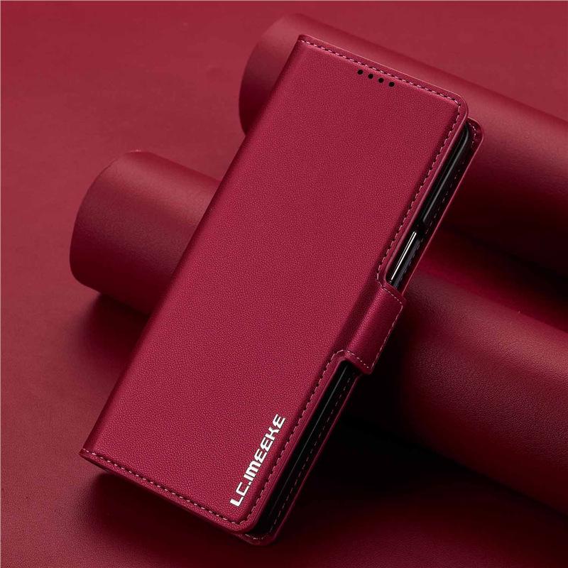 

Magnetic Leather Flip Case for Samsung Z Fold7/6/5 - Full Coverage with Card Slot Protection Z Fold4 красный