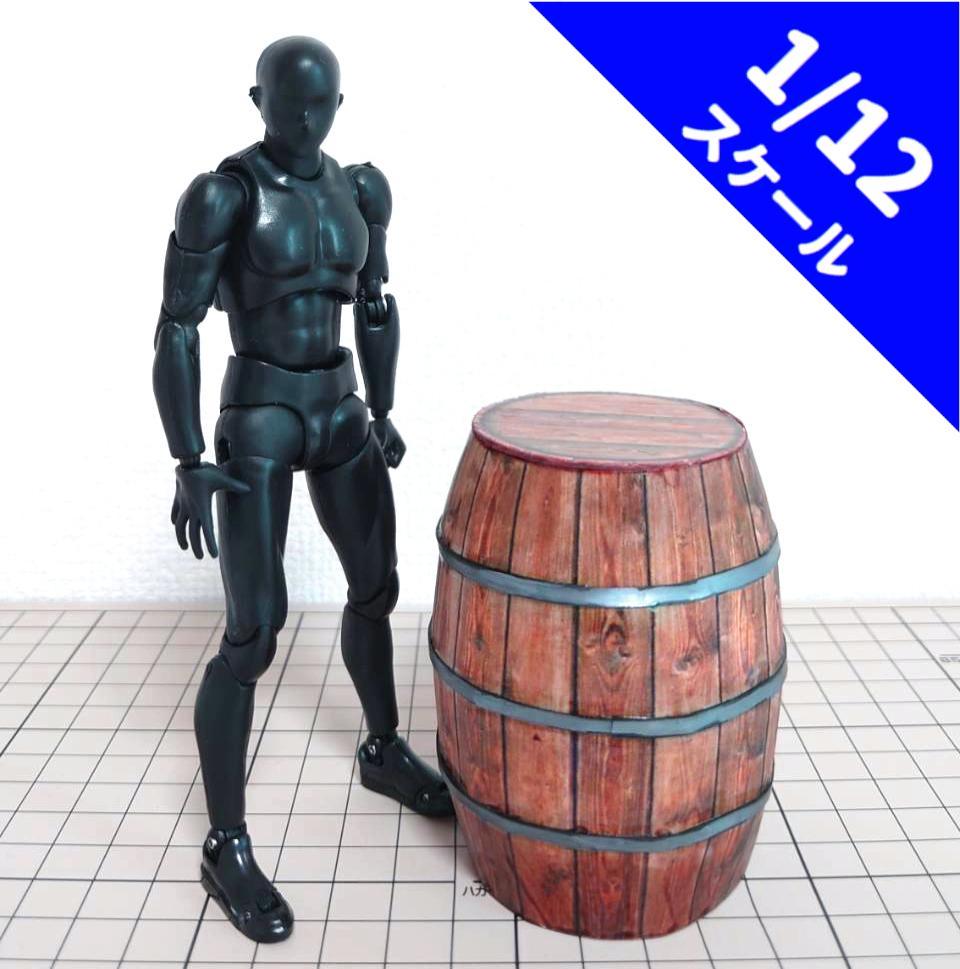 

[USED] 1/12 scale sake barrel (Deep Wood)