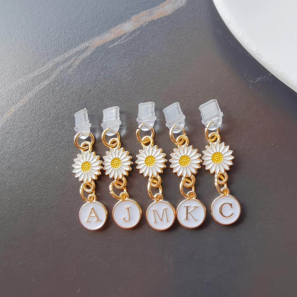 1 szt. Kreatywny stokrotka/słonecznik litera zatyczka przeciwkurzowa do telefonu komórkowego/europejskie i amerykańskie 26 wielkich liter A-Z zawieszka do telefonu komórkowego