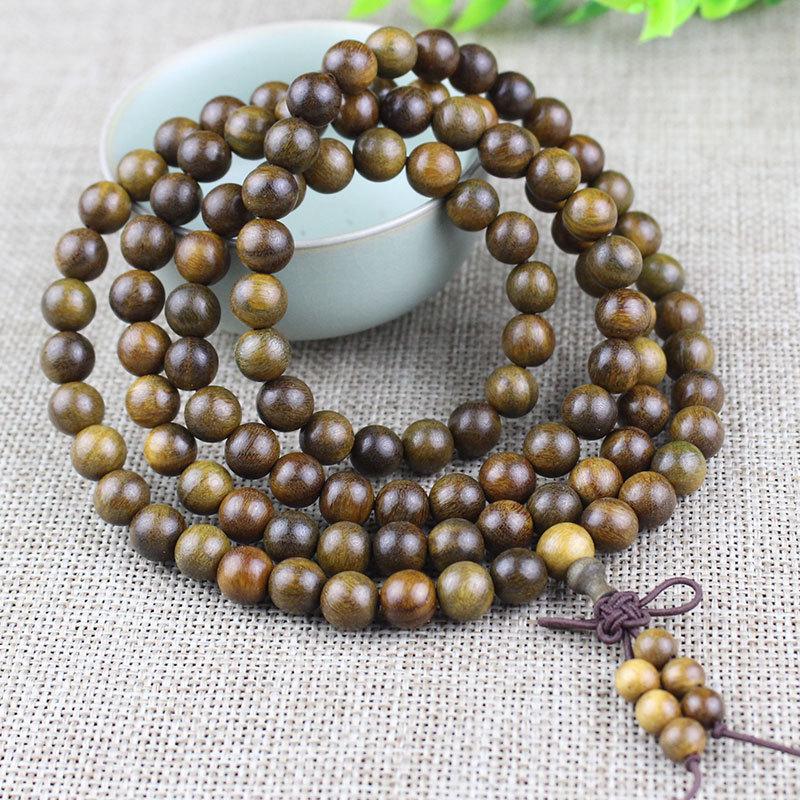 Red Pine & Green Sandalwood Beads with Shoushan Stone Bracelet - Unisex Chinese Style