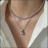Flash diamond imitation pearl necklace, women's versatile zircon niche design, high-end fashion temperament, collarbone chain jewelry