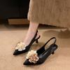 Fashion Flowers High Heels Women Pumps Silk Luxury Designer Sandal Sexy Party Dress Pumps Pointed Metallic Flower Stiletto Heels Ladies