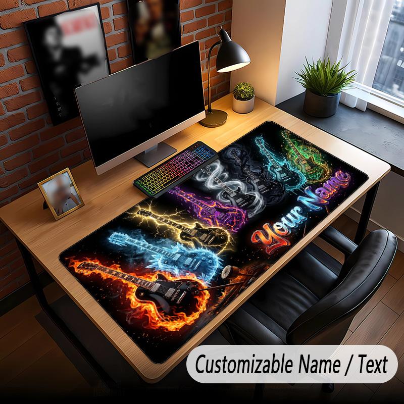 Music Guitar Theme Custom Mouse Pad Personalized With Name Text Customized Desk Mat For Office Home Decor