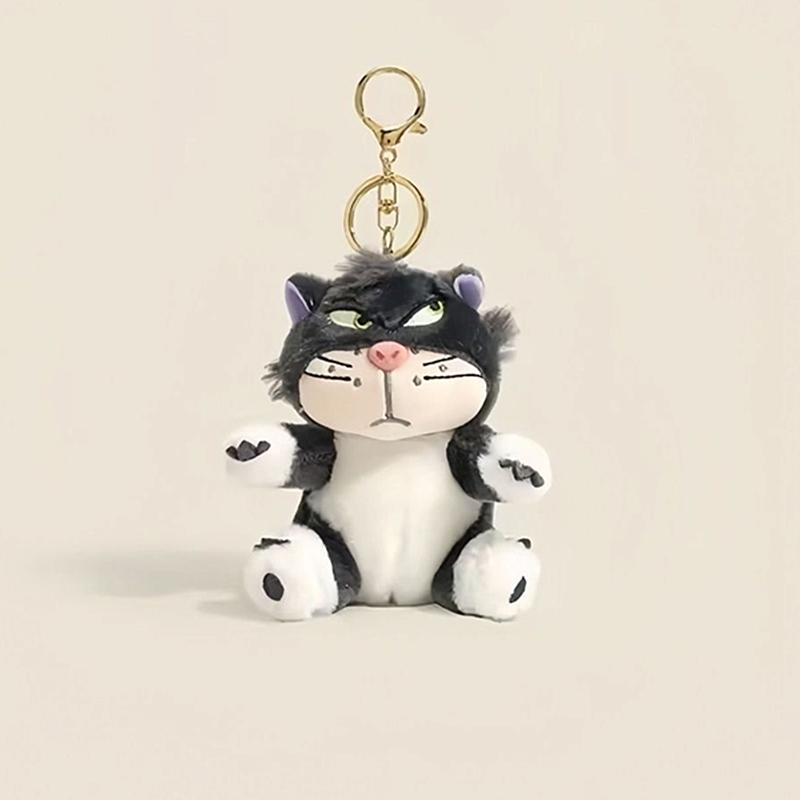 Non-Toxic Funny Lucifer Cat Keychain Plush Pendant Creative Cross-Eyed Kitten Bag Pendant Doll Small Doll 12Cm