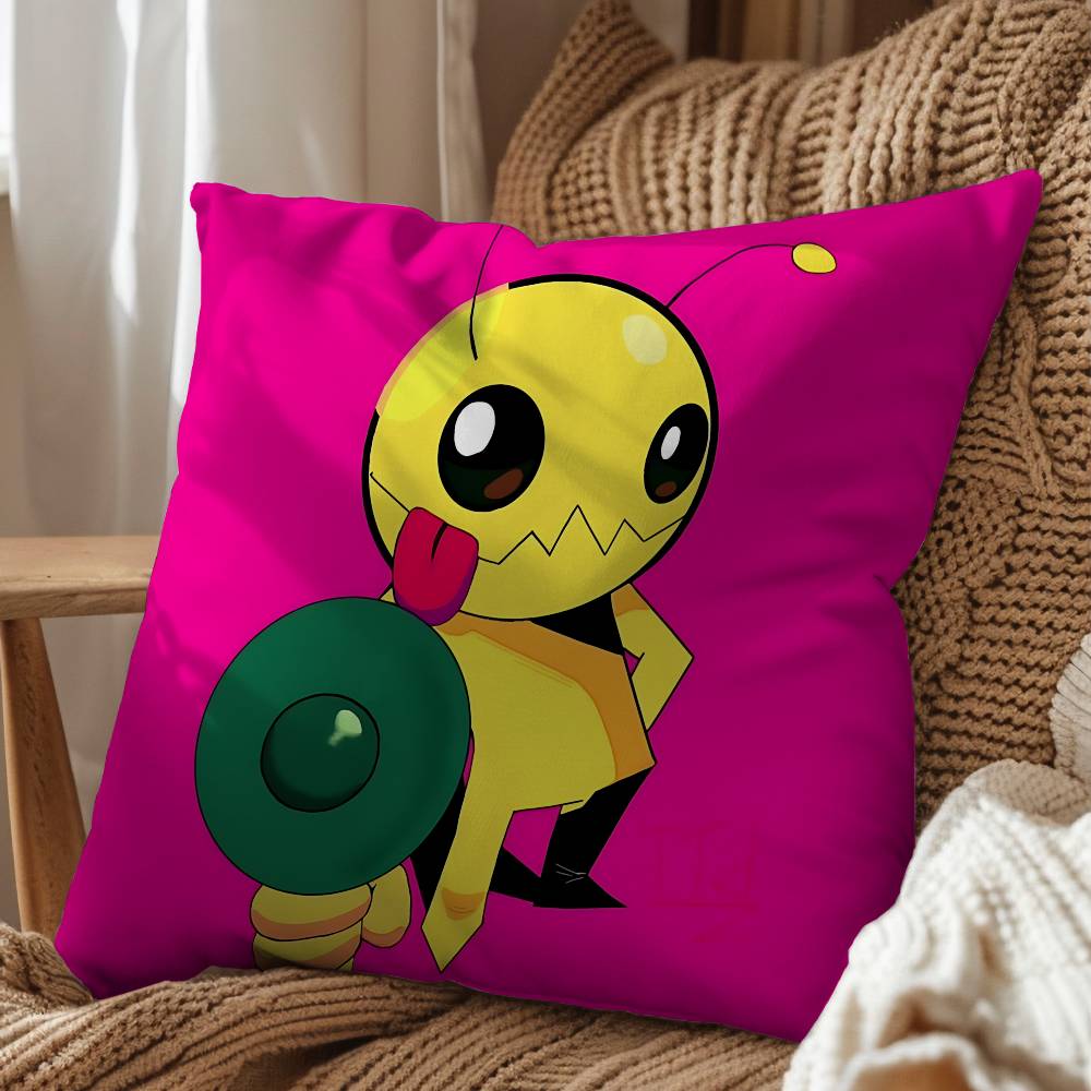 Game Big Battle AAlien Hominid Pillow Case Square DoubleSided Printing Short Plush Sofa Cushion Cover Bedroom Bedside Pillow