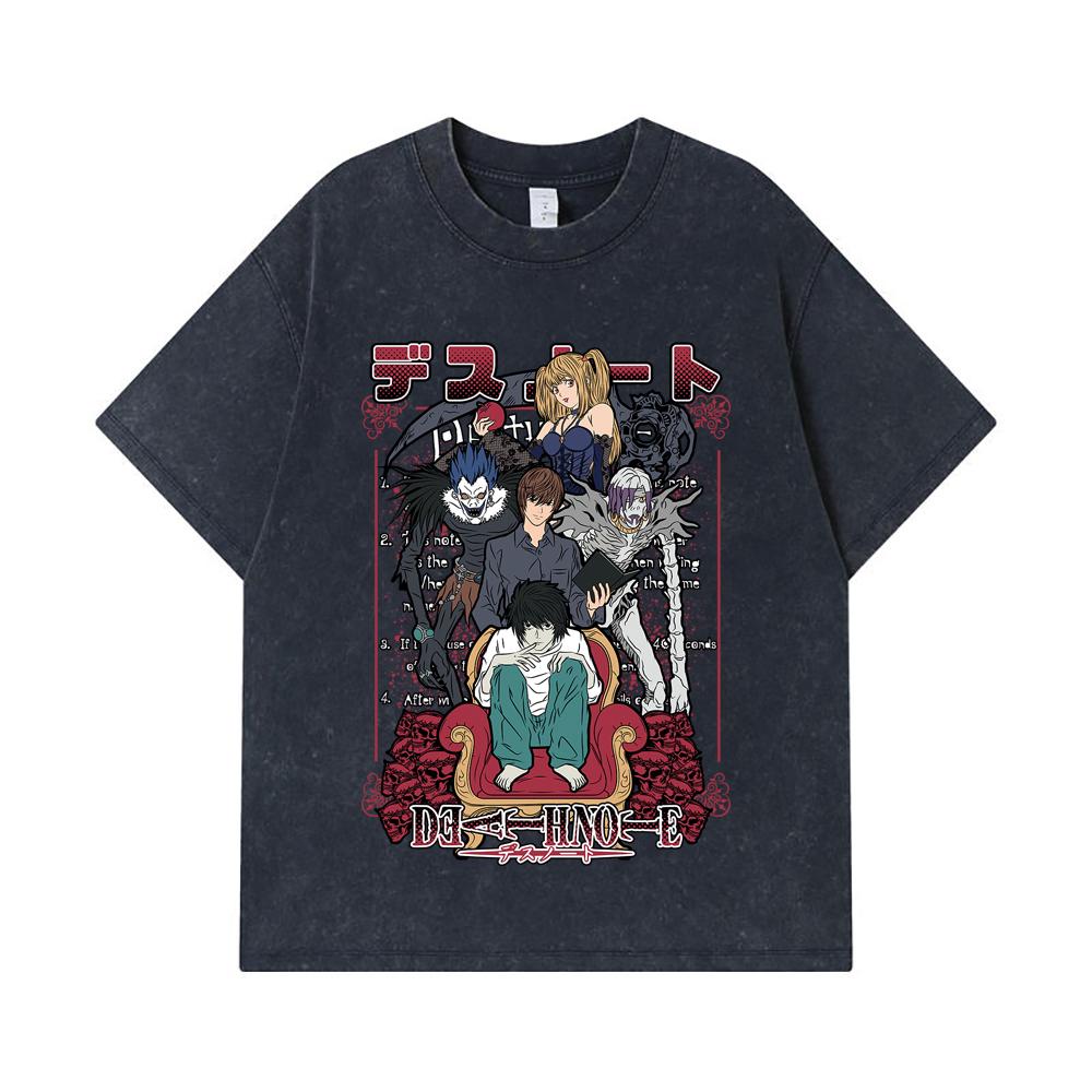 275 GSM Washed T-shirts 100% Cotton Death Note V1 Print Unisex Heavy Cotton T Shirt