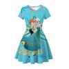 Children'S Skirt Princess Dress 2D Digital Printing Short Sleeve Girls Dress