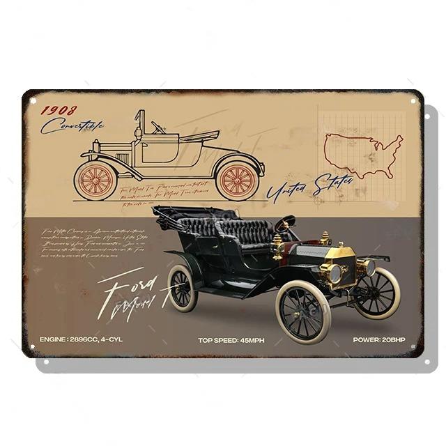 FJ Decor SUV Sedan Red Sports Car Metal Poster Beetle Retro Vintage Tin Signs Auto Club Garage Wall Art Decor