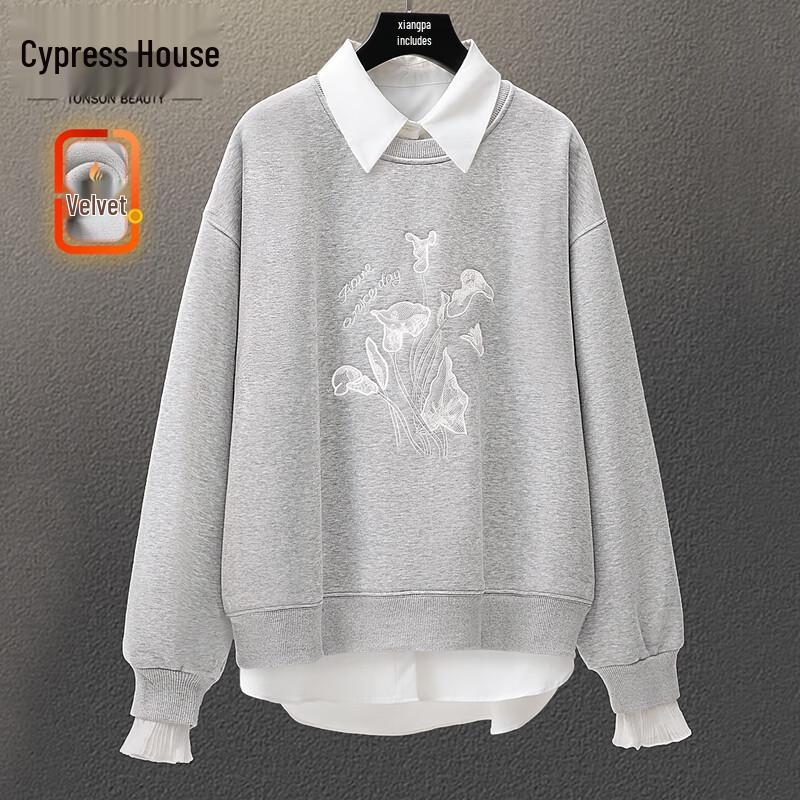 

Women s Fleece-Lined Floral Splicing Sweatshirt One Size