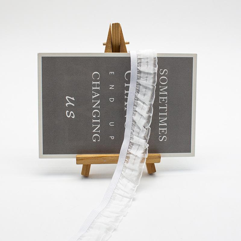 5Meters 25mm Wide Double-layer Fungus Chiffon Elastic Silver Gold Silk Lace for Children's Clothing Hanfu Accessories Snow Gauze Lace