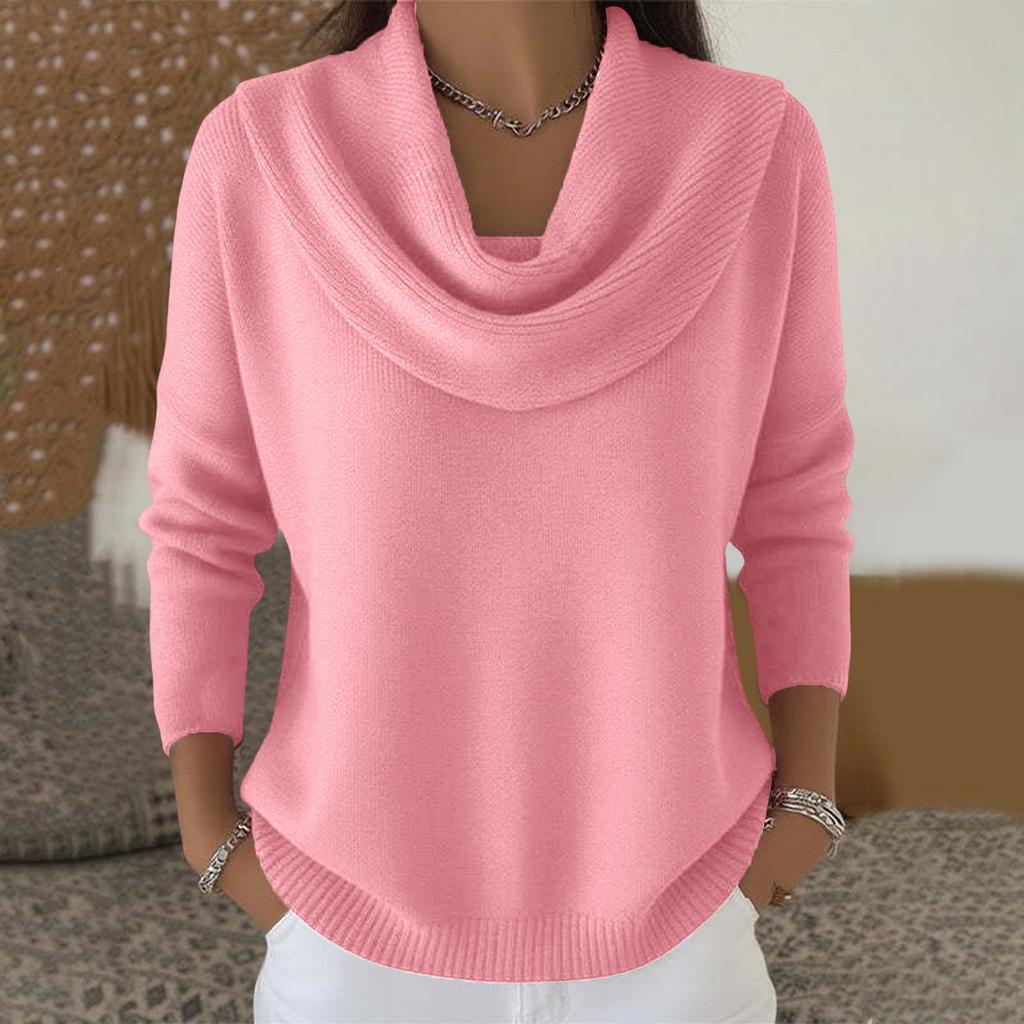 Damen Lässig Und Modisch Rundhals Langärmlig Gestrickt Einfarbig Oberteil Pullover