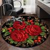 Roses And Berries Design round carpet Chair cushion Round Entryway Rug, Soft Round Rugs for Living Room, Bedroom, Circle Carpet decor gifts