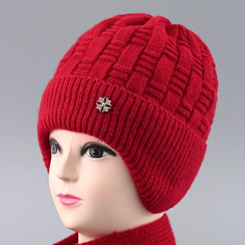 Autumn and winter old lady warm wool hat winter hat children's outdoor cold-proof fleece ear protector knitted hat