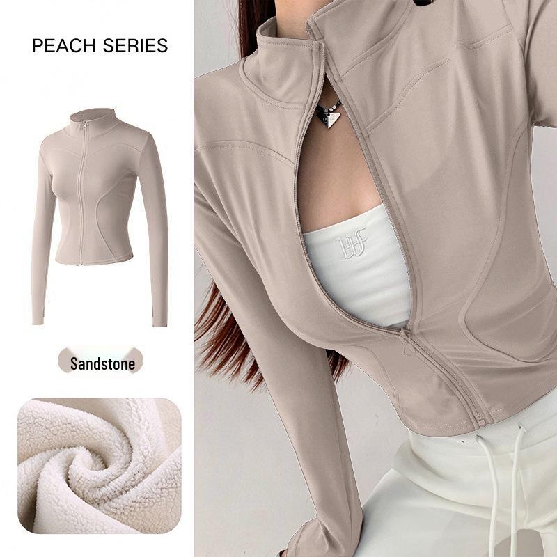 Women's Slim-Fit Fleece-Lined Running Jacket - Autumn/Winter 2025 Yoga & Fitness Long Sleeve.