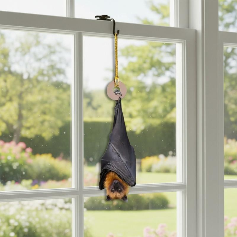Bat Christmas Ornament, Hanging Bat Ornament for Tree, Realistic Strength-Down Bat Decor, Haunting Christmas Tree Hanging Ornament, Horror Bats