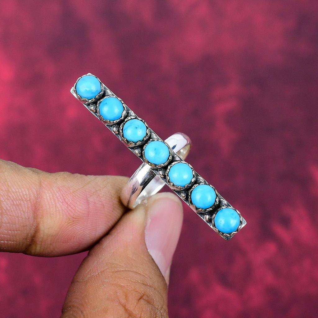 Sleeping Beauty Turquoise Jewelry, 925 Solid Sterling Silver Ring Jewelry, Handmade Ring Gemstone Jewelry For Women