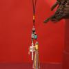 Tibetan Six-Character Mantra Hand-Cranked Wheel Keychain Pendant with Tassel