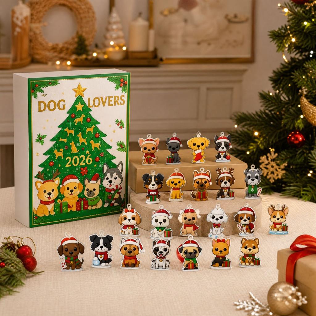 Dog Lovers Christmas Tree Ornament - 2D Design Cute Holiday Decoration