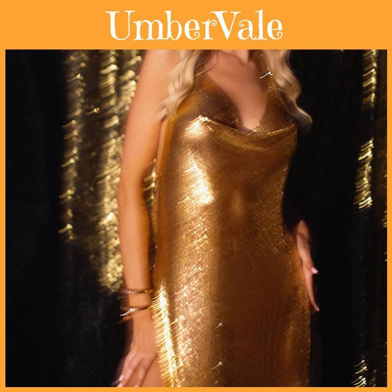 Metallic Sequin Sleeveless Party Dress With V Neck For Summer Nightlife