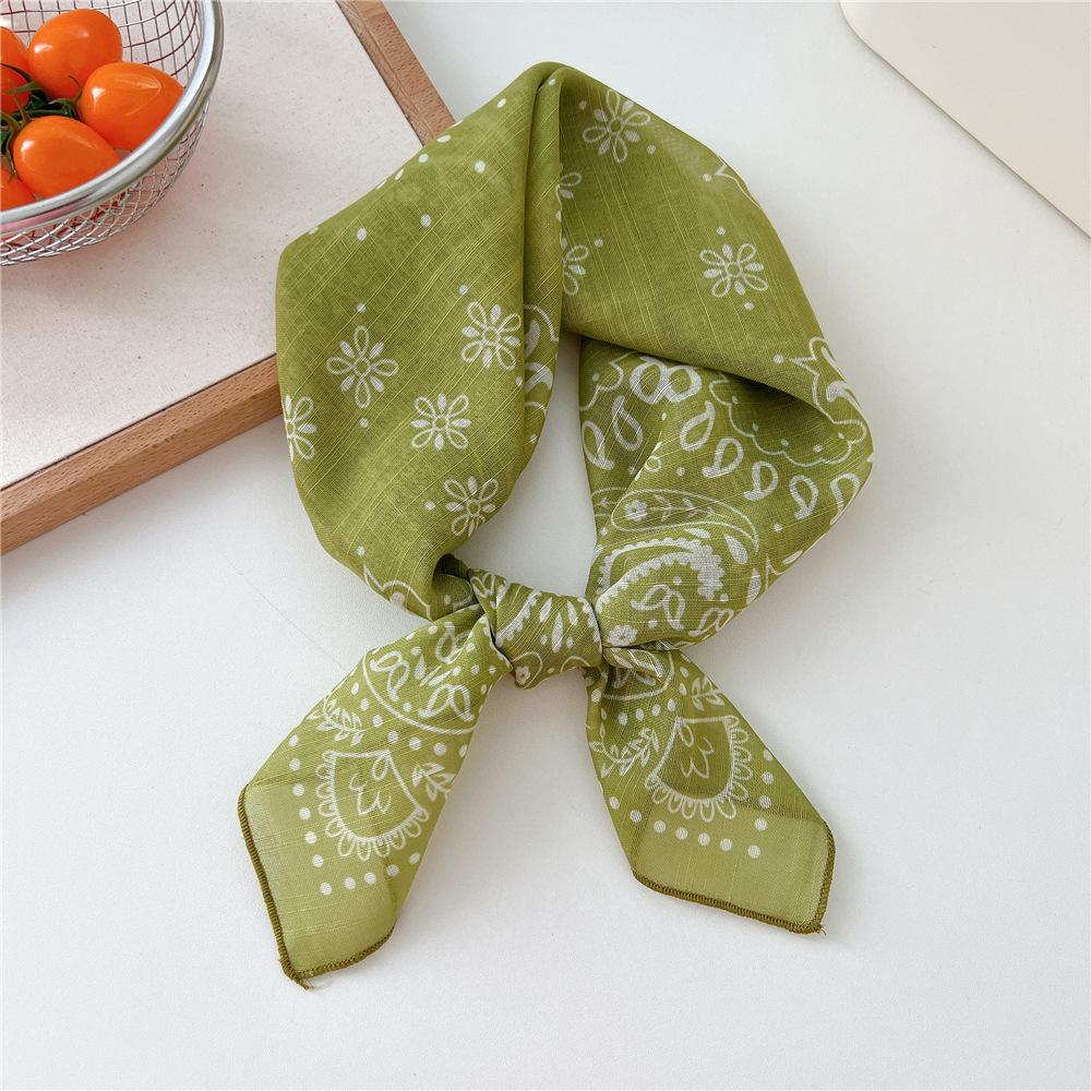 58cm Ladies Cotton Linen Handkerchief Neck Scarves Women Square Wraps Fresh Bandana Head Scarfs Small Neckerchief Bag Scarf