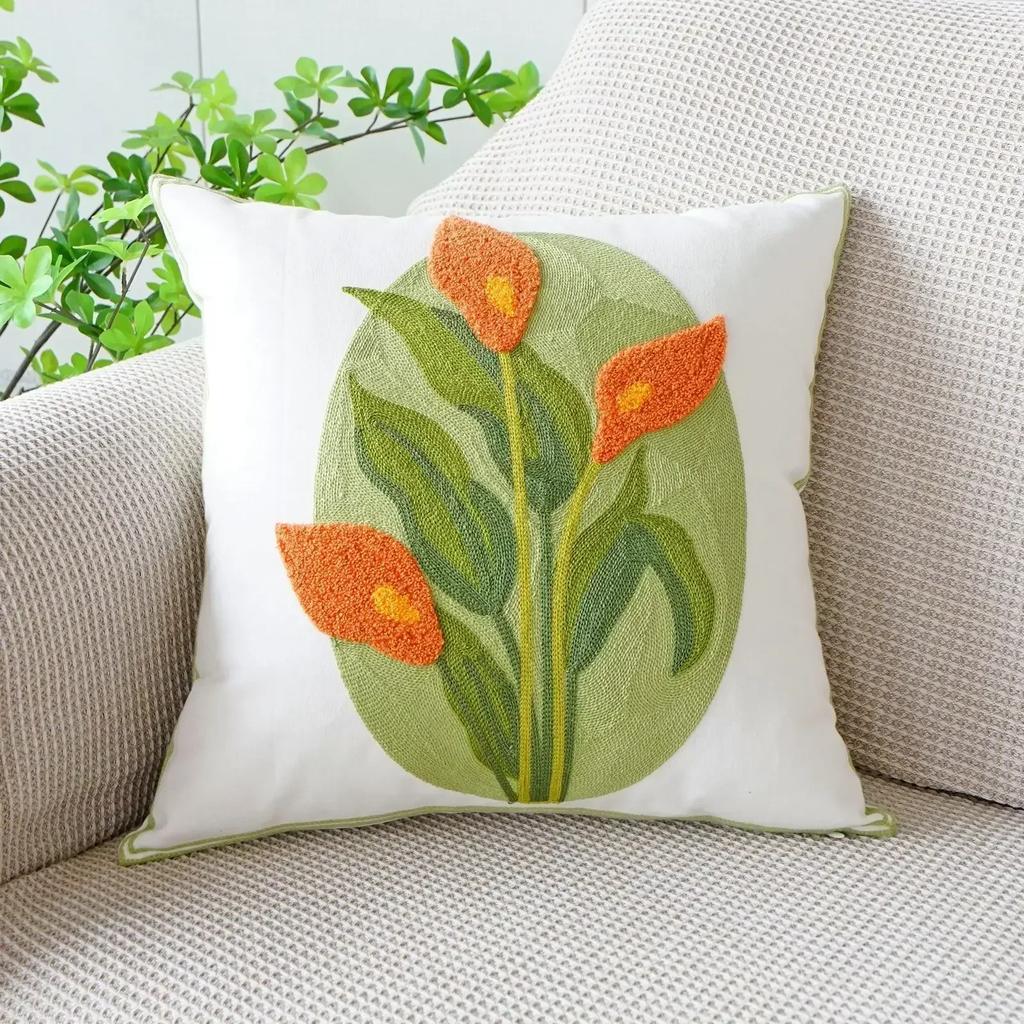 45x45cm Pillowcase Embroidery Flowers Pillow Cover Flower Decorative Pillows Throw Pillow Cases Sofa Living Room Home Decor
