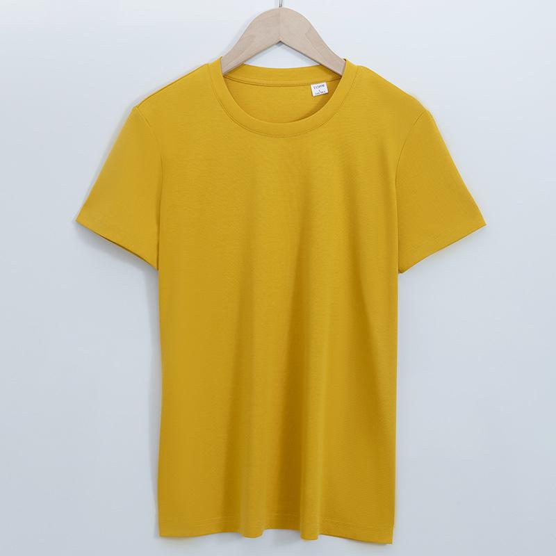 2026 High-Quality Double-Sided Liquid Ammonia Mercerized Cotton T-Shirt for Women, Summer Pure Cotton Versatile Round Neck Short Sleeve