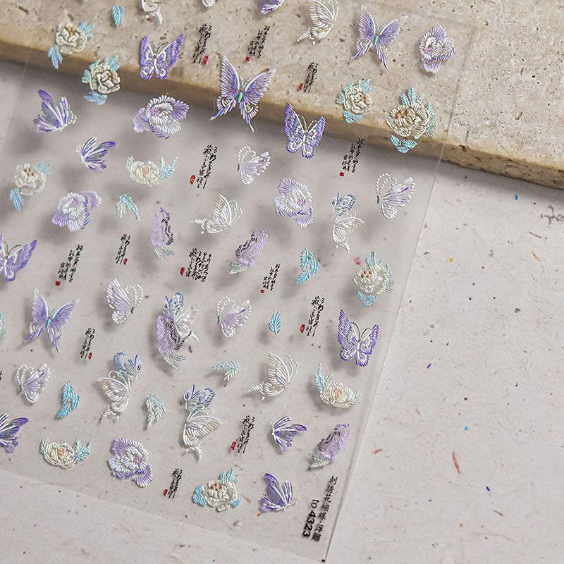 

Embroider Flower Butterfly Nail Sticker Tomoni Relief 5D Exotic Flower Chinese Trendy Nail Sticker Decorations Embroider Flower Butterfly 4323