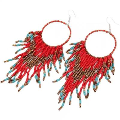 Bohemian Tassel Pendant Earrings with Beads