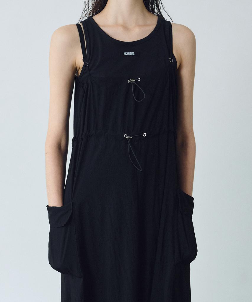 Nigaennikol String Cargo Detail Dress_Black