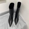 Fashion 2025 New Women Heeled Short Boots Fashion Leather Pointed Toe Shoes Designer Elegant Dress Pumps Winter Classical Zapatos Mujer