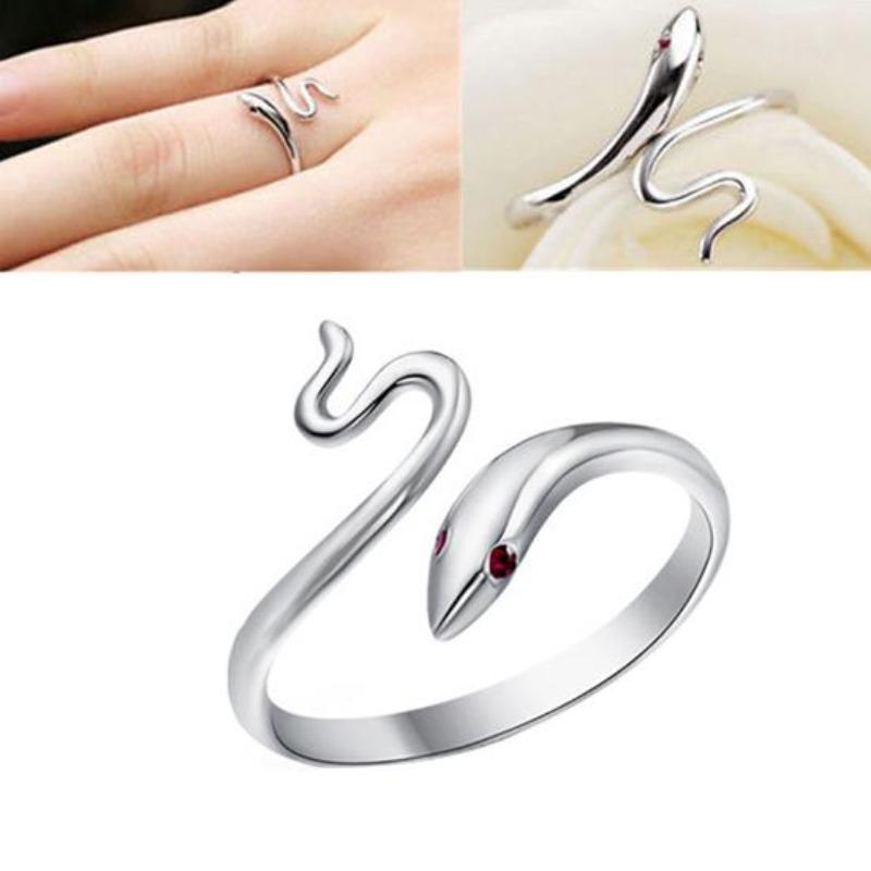 Anello da festa con serpente ondulato regolabile per donna, decorazione per gioielli da banchetto