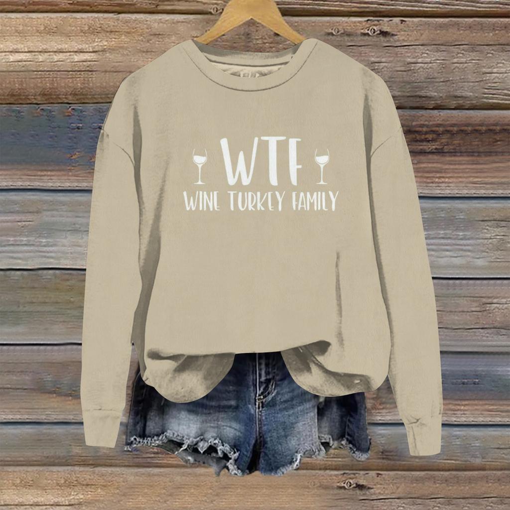 Women's Casual Loose Solid Color Easter Print Round Neck Long Sleeve Hoodie