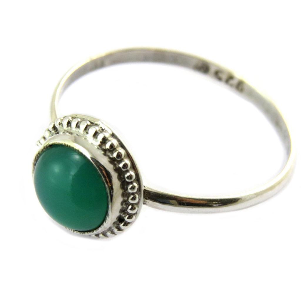Silver Ring 'Charmes' Green - 9 Mm