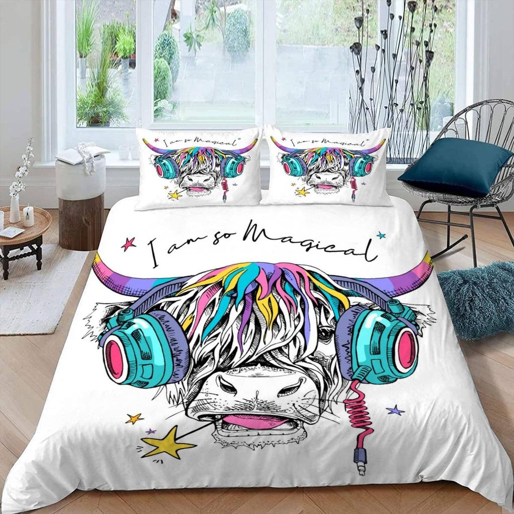 Kuh Bettbezug Set Twin King Size Liebliches Bauernhaus Tier Bettwäsche Set Mikrofaser Bettdeckenbezug Für Teenager Erwachsene Zimmerdeko