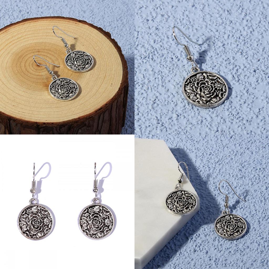 Vintage Floral Metal Earrings For Women With Geometric Design For Wedding And Gift Giving