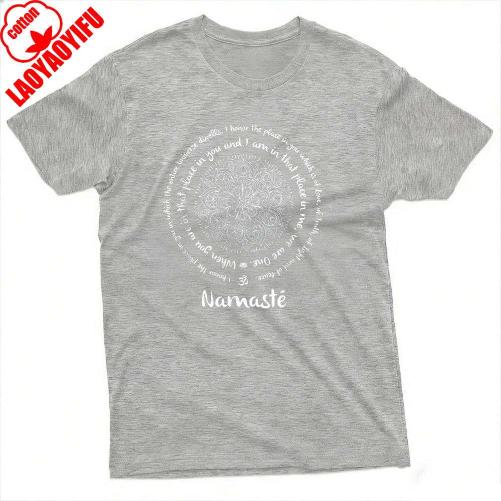 Namaste Mandala Design Summer Men TShirt Spiritual Yoga Style Unisex Casual Comfortable T Shirt High Quality Cotton Tees