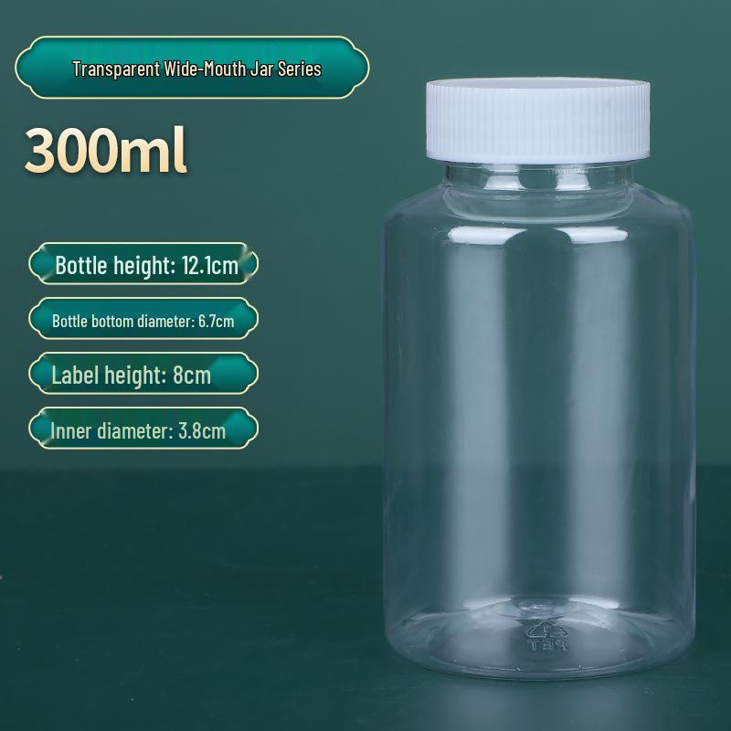 30, 50, 100ml Wide-Mouth Transparent Plastic Bottles with Lids for Samples