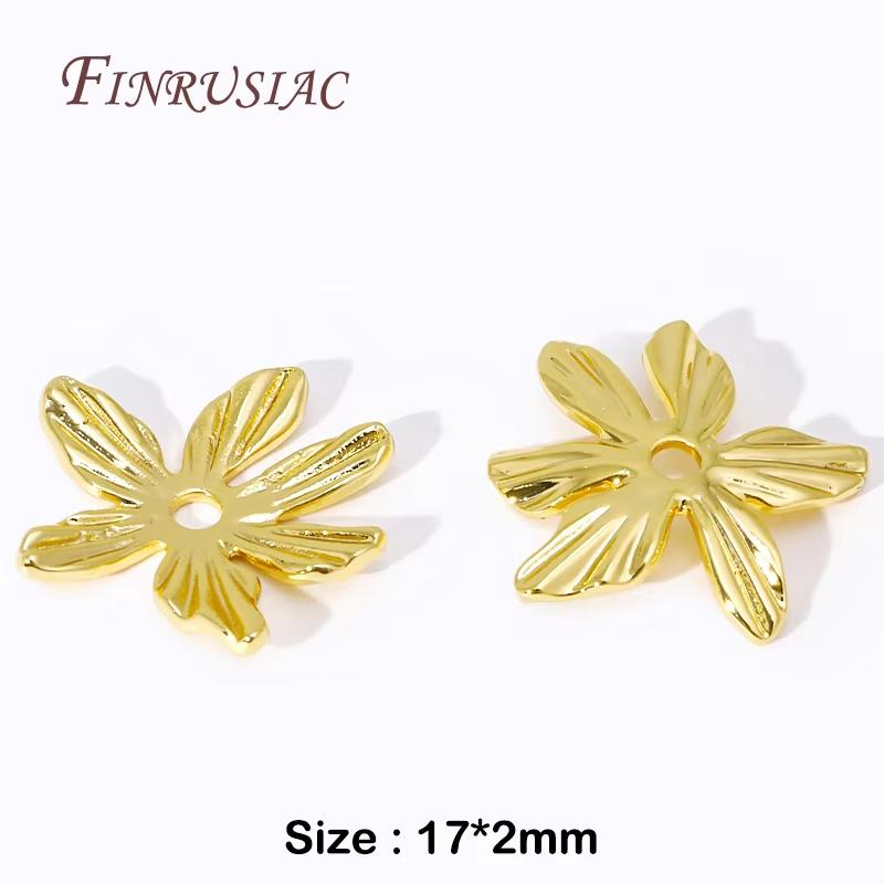 8.5mm Spacer Bead Caps 18K Gold Plated Brass with Zircon Flower Bead End Caps For Jewelry Making Supplies DIY Accessories