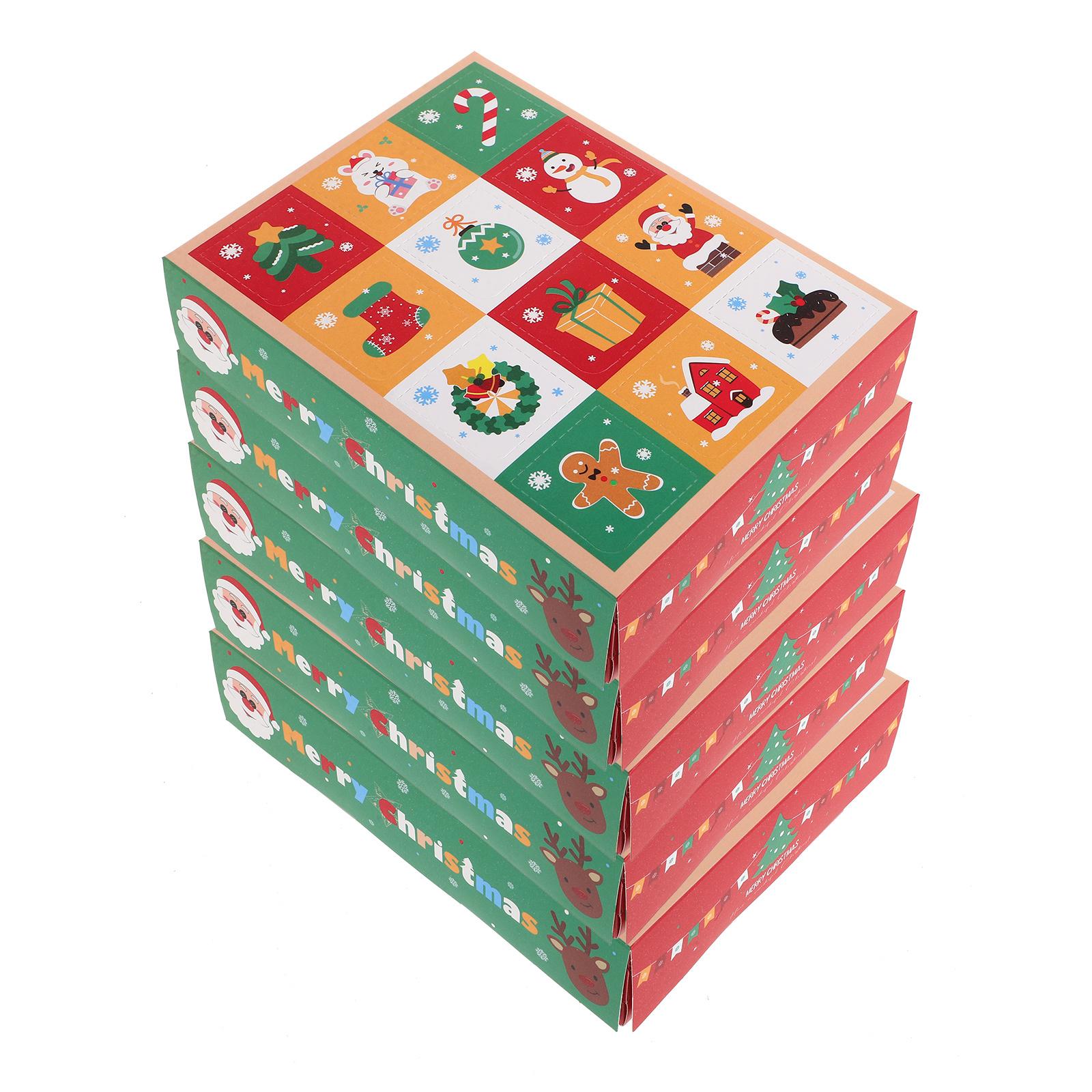 5Pcs Christmas Advent Boxes Themed Gift Packaging Paper Treat Containers Holiday Candy Storage Party Favors Countdown Calendar other