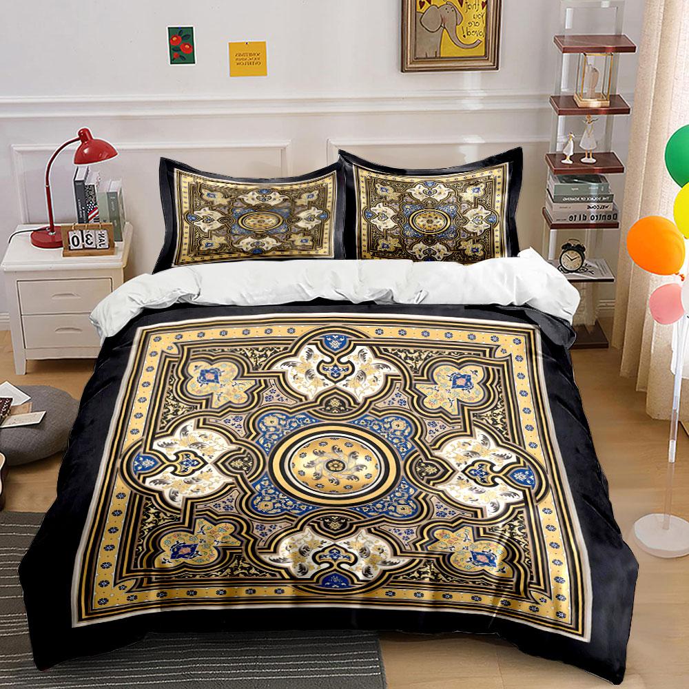 Golden Arabesque Dreamscape. Bedding Sets Duvet Covers Pillowcases(1* Duvet Cover 2* Pillowcases Without Duvet Insert)