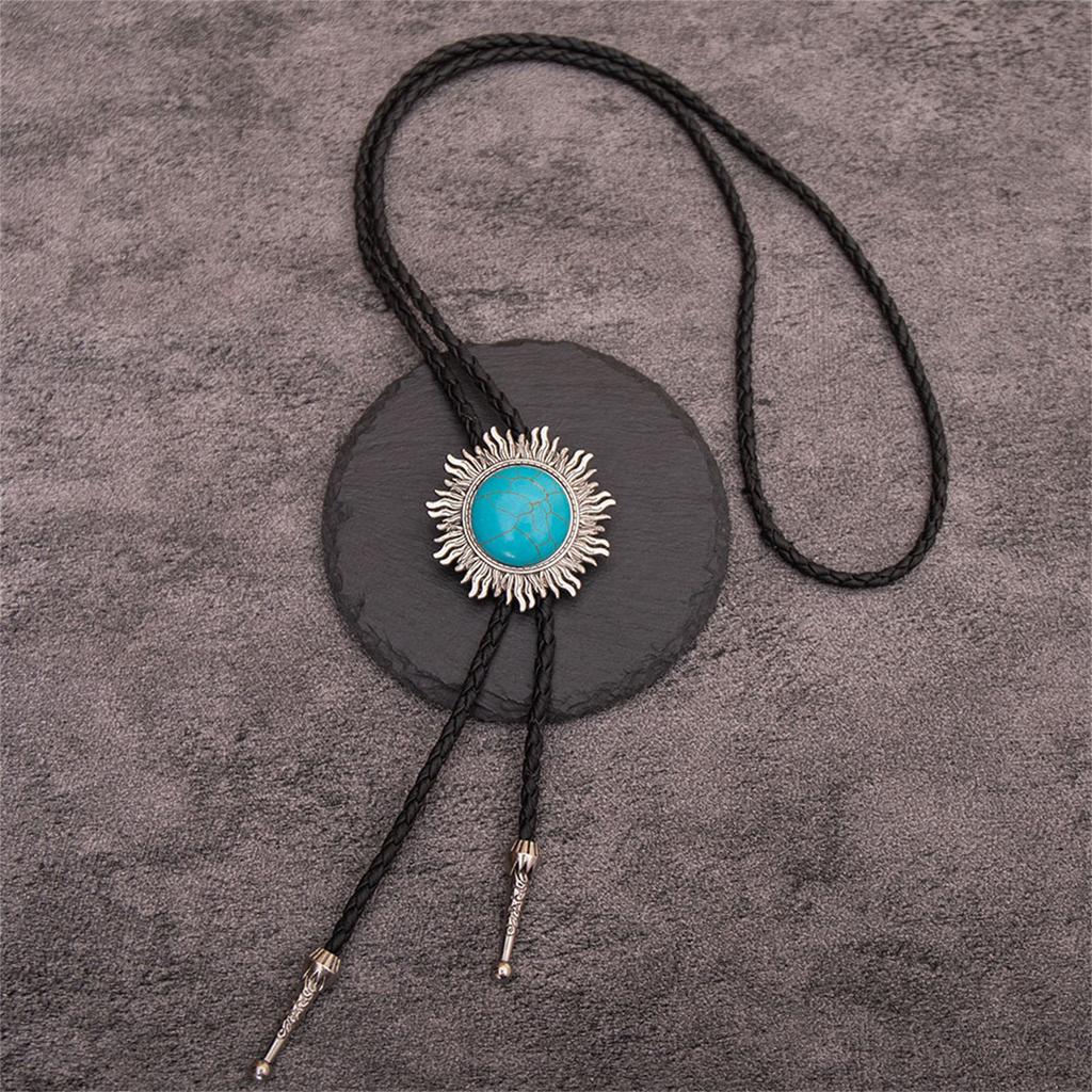 Western Cowboy Bolo Tie Flower Necktie Necklace Costume for Sweater American Bolo Tie Western Jewelry